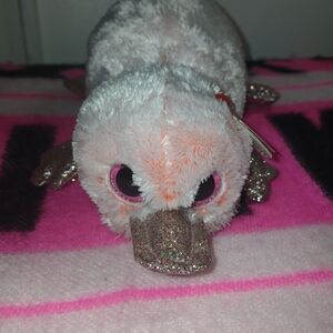 Ty Plush Platypus - Pink & Shimmering Gold